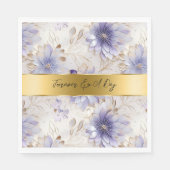 パープルかわいらしパール金ゴールドフローラ結婚ズ スタンダードランチョンナプキン (正面)