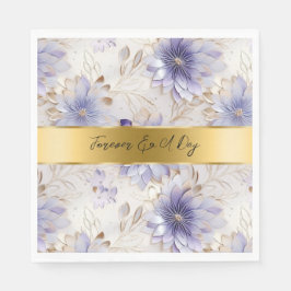 パープルかわいらしパール金ゴールドフローラ結婚ズ スタンダードランチョンナプキン
