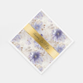 パープルかわいらしパール金ゴールドフローラ結婚ズ スタンダードランチョンナプキン (角)