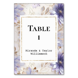 パープルかわいらしパール金ゴールドフローラ結婚ズ テーブルナンバー