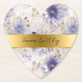 パープルかわいらしパール金ゴールドフローラ結婚ズ ペーパーコースター (正面)