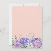 パープルかわいらしピンクローズ金ゴールドフローラキンセアニラ 招待状 (裏面)