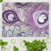 パープルかわいらしピーコックフェザーエレガントデザイン キッチンタオル (折り畳み)