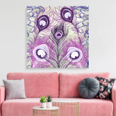 パープルかわいらしピーコックフェザーエレガントデザイン キャンバスプリント (インサイチュ (リビング))