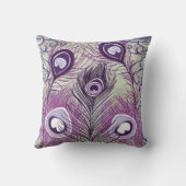 パープルかわいらしピーコックフェザーエレガントデザイン クッション (裏面)