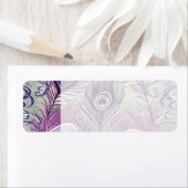 パープルかわいらしピーコックフェザーエレガントデザイン ラベル (インサイチュ)