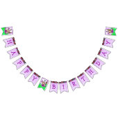 パープルかわいらしフェアリーの女の子バースデーパーティバナー バンティングフラッグ (全)