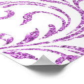 パープルかわいらしフェイクグリッター、カスタムウェディングウェルカム ポスター (角)