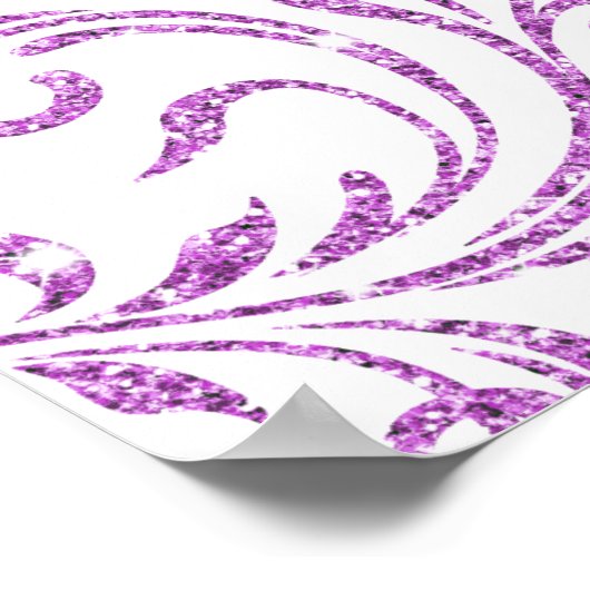 パープルかわいらしフェイクグリッター、カスタムウェディングウェルカム ポスター (角)