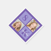 パープルかわいらしフォトコラージュカスタム誕生日パーティー スタンダードカクテルナプキン (角)
