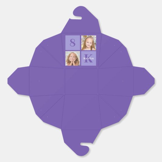 パープルかわいらしフォトパーソナライズされたバースデーパーティー フェイバーボックス (見開き)