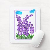パープルかわいらしフラワーアートカード マウスパッド (マウス)