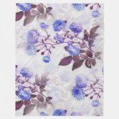 パープルかわいらしフラワープリント フリースブランケット (正面)