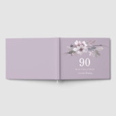 パープルかわいらしフラワー90th誕生日パーティーゲストブック ゲストブック (全面)