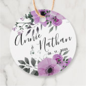 パープルかわいらしフローラかわいいロマンチック結婚な脚本 フェイバータグ (裏面)