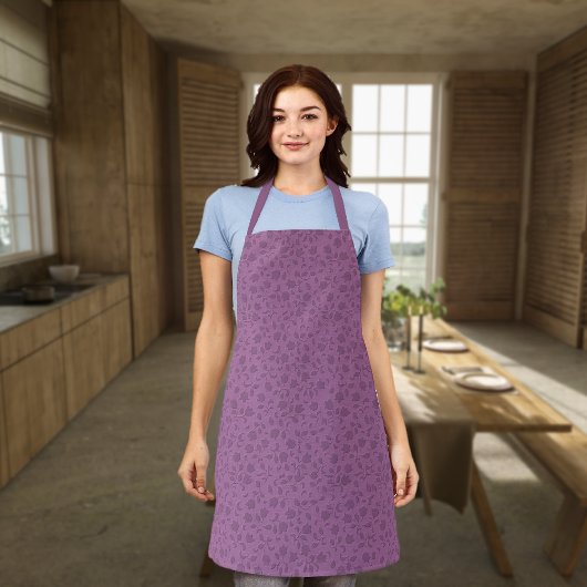 パープルかわいらしフローラオールオーバープリントエプロン エプロン