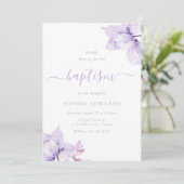 パープルかわいらしフローラガールズバプテスマ 招待状 (スタンド正面)