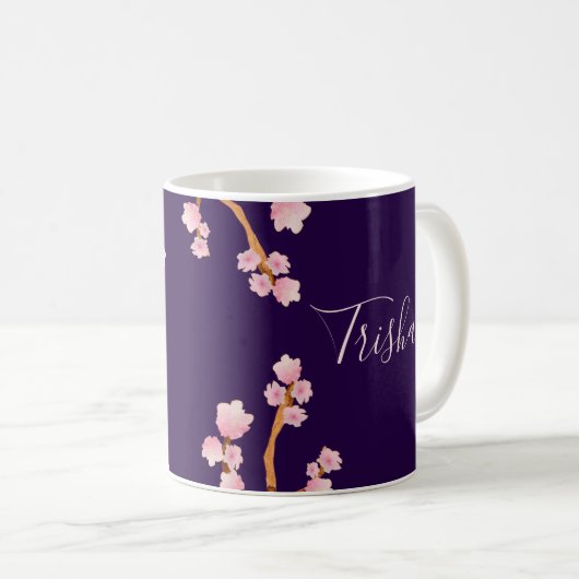 パープルかわいらしフローラコーヒーマグ コーヒーマグカップ (正面右)