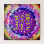 パープルかわいらしフローラニューノーフォーエバーインスピレーション ジグソーパズル (横)