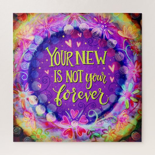 パープルかわいらしフローラニューノーフォーエバーインスピレーション ジグソーパズル (縦)