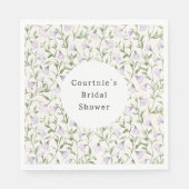 パープルかわいらしフローラブライダルシャワー スタンダードランチョンナプキン (正面)