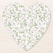 パープルかわいらしフローラブライダルシャワー ペーパーコースター (正面)