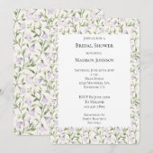 パープルかわいらしフローラブライダルシャワー 招待状 (正面/裏面)