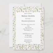 パープルかわいらしフローラブライダルシャワー 招待状 (正面)