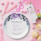 パープルかわいらしフローラベリーベビーシャワー ペーパープレート (パーティー)