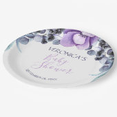 パープルかわいらしフローラベリーベビーシャワー ペーパープレート (アングル)