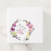 パープルかわいらしフローラリースサンキューベイビーシャワー フェイバータグ (インサイチュ)