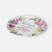 パープルかわいらしフローラリースサンキューベイビーシャワー ペーパープレート (アングル)