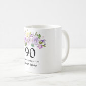 パープルかわいらしフローラ女性90th誕生日ギフト コーヒーマグカップ (正面右)