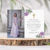 パープルかわいらしフローラ確認ありがとう写真 ポストカード