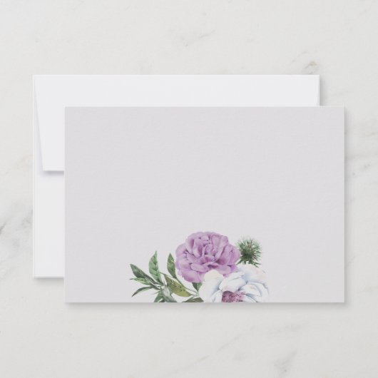 パープルかわいらしフローラ確認写真ありがとう サンキューカード (裏面)