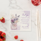 パープルかわいらしフローラ結婚の感謝メッセージ スタンダードカクテルナプキン (インサイチュ)