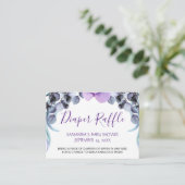 パープルかわいらしフローラ赤ちゃんシャワーおむつラッフル エンクロージャーカード (スタンド正面)