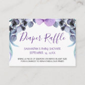 パープルかわいらしフローラ赤ちゃんシャワーおむつラッフル エンクロージャーカード (正面)