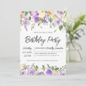 パープルかわいらしフローラ70th誕生日パーティー 招待状 (スタンド正面)
