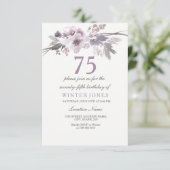 パープルかわいらしフローラ75thバースデーパーティー招待状 招待状 (スタンド正面)