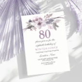 パープルかわいらしフローラ80thバースデーパーティー招待状 招待状