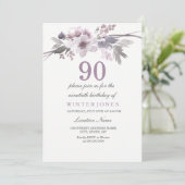 パープルかわいらしフローラ90thバースデーパーティー招待状 招待状 (スタンド正面)