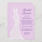 パープルかわいらしブライダルシャワーへの招待 招待状 (正面/裏面)