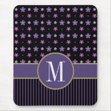 パープルかわいらしブラックフローラストライプの金ゴールド