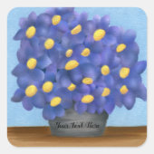 パープルかわいらしブーケの花シール スクエアシール (正面)