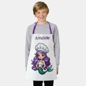 パープルかわいらしヘアの人魚シェフ エプロン (着用した状態)