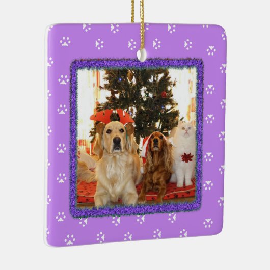 パープルかわいらしペットクリスマスオーナメント セラミックオーナメント (右)