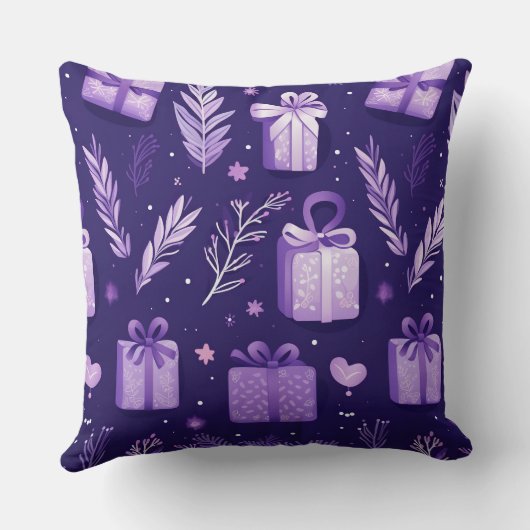 パープルかわいらしホリデークリスマスオーナメントツリー クッション (裏面)