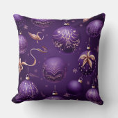 パープルかわいらしホリデークリスマスオーナメントツリー クッション (正面)