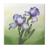 パープルかわいらしホワイトアイリスガーデンフラワーアート タイル (正面)